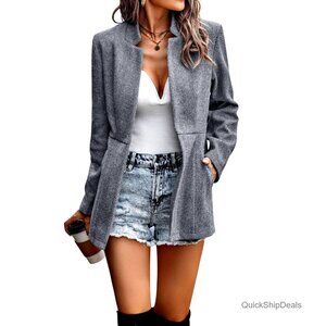 Slim Fit Long Sleeve Notch Lapel Blazer Jacket for Women Office Casual